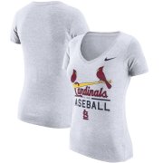Wholesale Cheap St. Louis Cardinals Nike Women's Practice 1.7 Tri-Blend V-Neck T-Shirt Heathered White