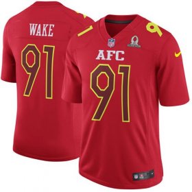 Wholesale Cheap Nike Dolphins #91 Cameron Wake Red Men\'s Stitched NFL Game AFC 2017 Pro Bowl Jersey