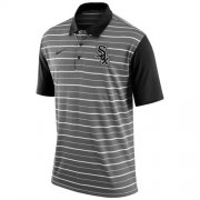 Wholesale Cheap Men's Chicago White Sox Nike Gray Dri-FIT Stripe Polo