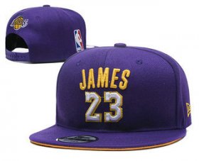 Wholesale Cheap Men\'s Los Angeles Lakers #23 LeBron James Purple Snapback Ajustable Cap Hat