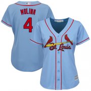 Wholesale Cheap Cardinals #4 Yadier Molina Light Blue Alternate Women's Stitched MLB Jersey