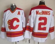 Wholesale Cheap Flames #2 Al MacInnis White CCM Throwback Stitched NHL Jersey
