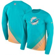 Wholesale Cheap Men's Miami Dolphins Nike Aqua Sideline Legend Prism Performance Long Sleeve T-Shirt