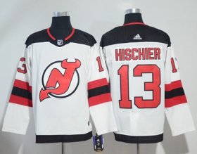 Wholesale Cheap Adidas Devils #13 Nico Hischier White Road Authentic Stitched NHL Jersey
