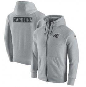 Wholesale Cheap Men\'s Carolina Panthers Nike Ash Gridiron Gray 2.0 Full-Zip Hoodie