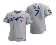Wholesale Cheap Men's Los Angeles Dodgers #7 Julio Urias Gray 2020 World Series Authentic Road Flex Nike Jersey