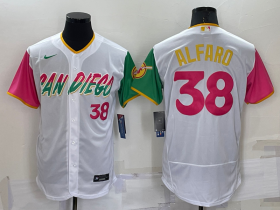 Wholesale Men\'s San Diego Padres #38 Jorge Alfaro Number White 2022 City Connect Flex Base Stitched Jersey