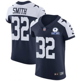 Wholesale Cheap Nike Cowboys #32 Saivion Smith Navy Blue Thanksgiving Men\'s Stitched With Established In 1960 Patch NFL Vapor Untouchable Throwback Elite Jersey