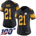 Wholesale Cheap Nike Steelers #21 Sean Davis Black Women's Stitched NFL Limited Rush 100th Season Jersey