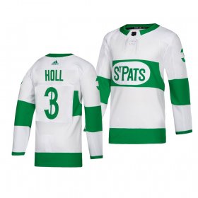 Wholesale Cheap Maple Leafs #3 Justin Holl adidas White 2019 St. Patrick\'s Day Authentic Player Stitched NHL Jersey