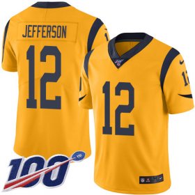 Wholesale Cheap Nike Rams #12 Van Jefferson Gold Men\'s Stitched NFL Limited Rush 100th Season Jersey