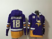 Wholesale Cheap Men's Minnesota Vikings #18 Justin Jefferson Purple Ageless Must-Have Lace-Up Pullover Hoodie