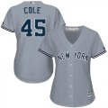 Wholesale Cheap Yankees #45 Gerrit Cole Grey Road Women's Stitched MLB Jersey
