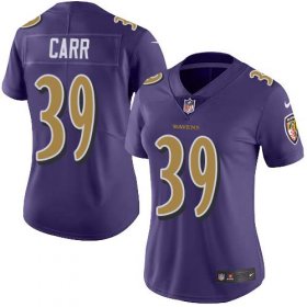 Wholesale Cheap Nike Ravens #39 Brandon Carr Purple Women\'s Stitched NFL Limited Rush Jersey