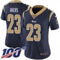 Wholesale Cheap Nike Rams #23 Cam Akers Navy Blue Team Color Women's Stitched NFL 100th Season Vapor Untouchable Limited Jersey