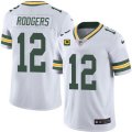 Wholesale Cheap Men's Green Bay Packers #12 Aaron Rodgers White With 4-star C Patch Vapor Untouchable Stitched NFL Limited Jersey