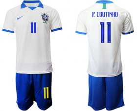 Wholesale Cheap Brazil #11 P.Coutinho White Soccer Country Jersey
