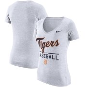 Wholesale Cheap Detroit Tigers Nike Women's Practice 1.7 Tri-Blend V-Neck T-Shirt Heathered White