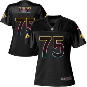 Wholesale Cheap Nike Saints #75 Andrus Peat Black Women\'s NFL Fashion Game Jersey