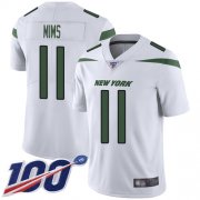 Wholesale Cheap Nike Jets #11 Denzel Mim White Men's Stitched NFL 100th Season Vapor Untouchable Limited Jersey