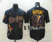 Wholesale Cheap Men's Los Angeles Dodgers Front #8 Back #24 Kobe Bryant Black With KB Patch Cool Base Stitched MLB Fashion Jersey