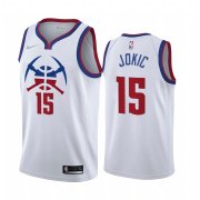 Wholesale Cheap Denver Nuggets #15 Nikola Jokic White NBA Swingman 2020-21 Earned Edition Jersey