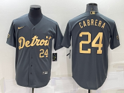 Wholesale Men's Detroit Tigers #24 Miguel Cabrera Number Grey 2022 All Star Stitched Cool Base Nike Jersey