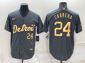 Wholesale Men\'s Detroit Tigers #24 Miguel Cabrera Number Grey 2022 All Star Stitched Cool Base Nike Jersey