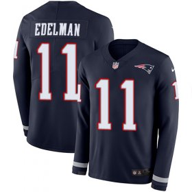 Wholesale Cheap Nike Patriots #11 Julian Edelman Navy Blue Team Color Men\'s Stitched NFL Limited Therma Long Sleeve Jersey
