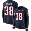 Wholesale Cheap Nike Patriots #38 Brandon Bolden Navy Blue Team Color Women's Stitched NFL Limited Therma Long Sleeve Jersey