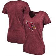 Wholesale Cheap Women's Arizona Cardinals NFL Pro Line by Fanatics Branded Cardinal Distressed Team Logo Tri-Blend T-Shirt