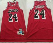 Wholesale Cheap Men's Los Angeles Lakers #24 Kobe Bryant Red With Black Name Hardwood Classics Soul Swingman Throwback Jersey