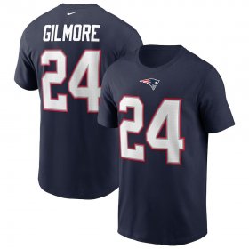 Wholesale Cheap New England Patriots #24 Stephon Gilmore Nike Team Player Name & Number T-Shirt Navy