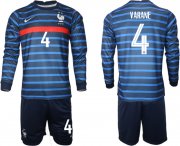 Wholesale Cheap Men 2021 European Cup France home blue Long sleeve 4 Soccer Jersey