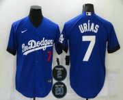 Wholesale Cheap Men's Los Angeles Dodgers #7 Julio Urias Blue #2 #20 Patch City Connect Number Cool Base Stitched Jersey