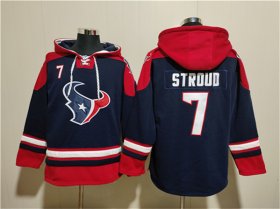 Cheap Men\'s Houston Texans #7 C.J. Stroud Navy Ageless Must-Have Lace-Up Pullover Hoodie
