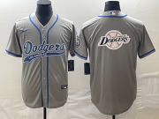 Cheap Men's Los Angeles Dodgers Grey Blank With Patch Cool Base Stitched Baseball Jerseys