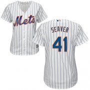 Wholesale Cheap Mets #41 Tom Seaver White(Blue Strip) Home Women's Stitched MLB Jersey