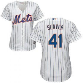 Wholesale Cheap Mets #41 Tom Seaver White(Blue Strip) Home Women\'s Stitched MLB Jersey
