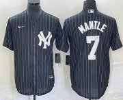 Wholesale Cheap Men's New York Yankees #7 Mickey Mantle Black Pinstripe Cool Base Stitched Baseball Jersey