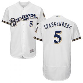 Wholesale Cheap Brewers #5 Cory Spangenberg White Flexbase Authentic Collection Stitched MLB Jersey