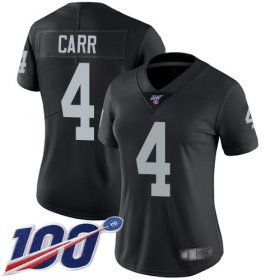 Wholesale Cheap Nike Raiders #4 Derek Carr Black Team Color Women\'s Stitched NFL 100th Season Vapor Limited Jersey