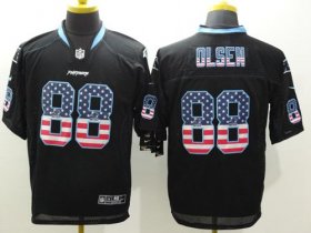 Wholesale Cheap Nike Panthers #88 Greg Olsen Black Men\'s Stitched NFL Elite USA Flag Fashion Jersey