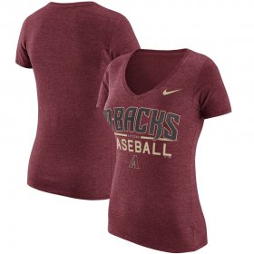 Wholesale Cheap Arizona Diamondbacks Nike Women\'s Practice 1.7 Tri-Blend V-Neck T-Shirt Heathered Red