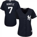 Wholesale Cheap Yankees #7 Mickey Mantle Navy Blue Alternate Women's Stitched MLB Jersey