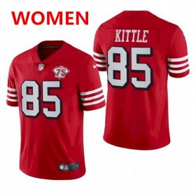Wholesale Cheap Women\'s San Francisco 49ers #85 george kittle 75th anniversary red throwback jersey