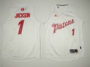 Wholesale Cheap Men's Detroit Pistons #1 Reggie Jackson adidas White 2016 Christmas Day Stitched NBA Swingman Jersey