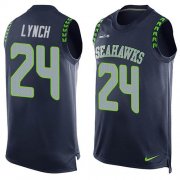 Wholesale Cheap Nike Seahawks #24 Marshawn Lynch Steel Blue Team Color Men's Stitched NFL Limited Tank Top Jersey
