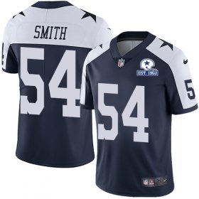 Wholesale Cheap Nike Cowboys #54 Jaylon Smith Navy Blue Thanksgiving Men\'s Stitched With Established In 1960 Patch NFL Vapor Untouchable Limited Throwback Jersey