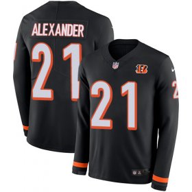 Wholesale Cheap Nike Bengals #21 Mackensie Alexander Black Team Color Men\'s Stitched NFL Limited Therma Long Sleeve Jersey